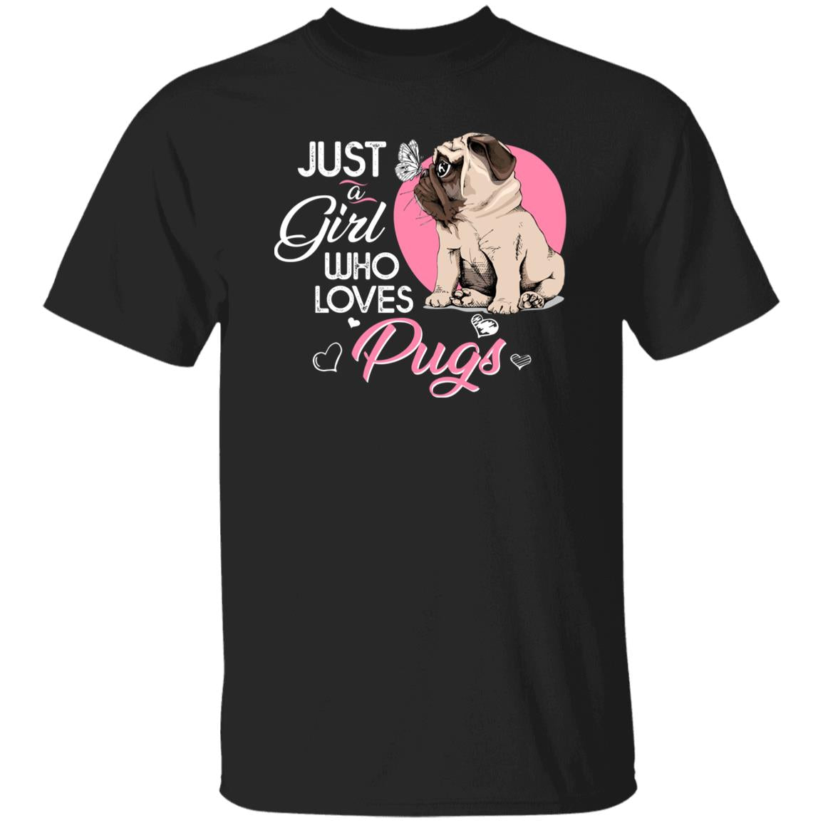 Just a girl who loves pugs Unisex T-Shirt gift Pugs dog owner tee black dark heather-Family-Gift-Planet