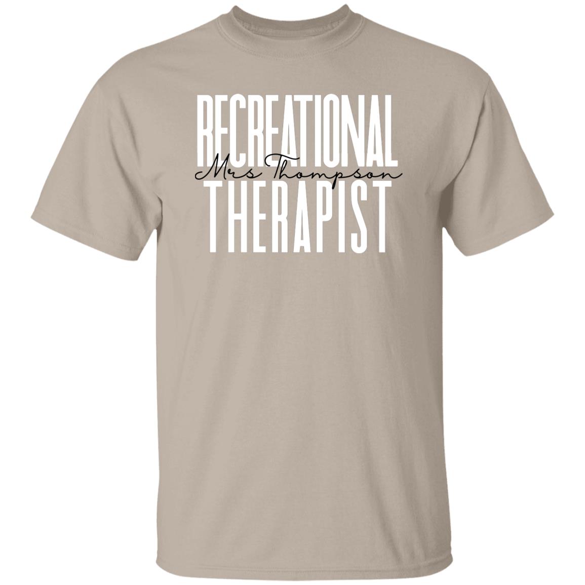 Personalized recreational therapist T-shirt gift Custom name RT recreation therapy Unisex Tee Sand Pink Light Blue-Family-Gift-Planet