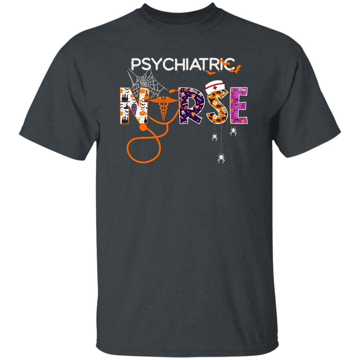 Psychiatric nurse Halloween Unisex T-Shirt Scary Spooky Psych nurse tee Black Dark Heather-Family-Gift-Planet