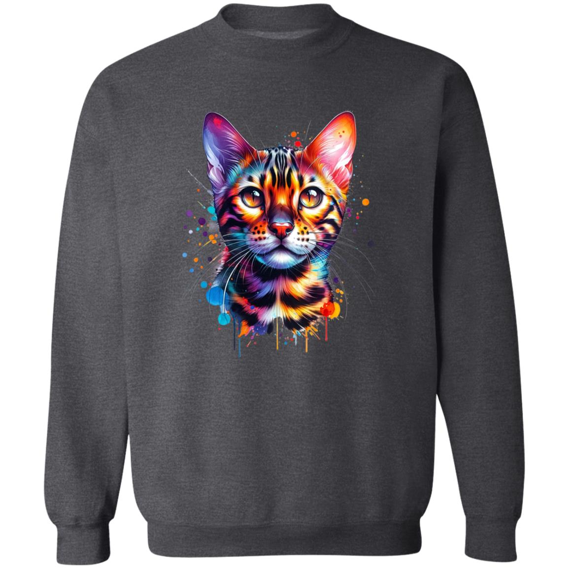 Bengal Cat Color Splash Unisex Sweatshirt Black Navy Dark Heather-Family-Gift-Planet