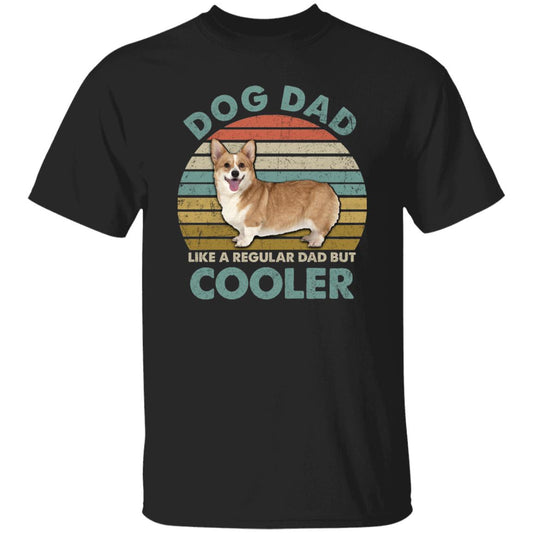 Retro dog dad cooler T-Shirt gift Corgi Dog owner Unisex tee Black Navy Dark Heather-Black-Family-Gift-Planet