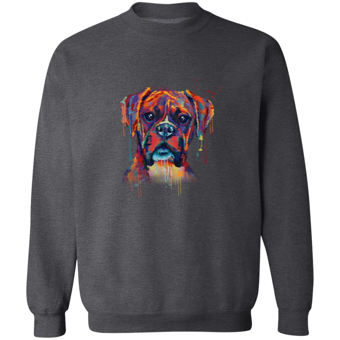 Digital Watercolor splash Boxer dog Unisex Crewneck Sweatshirt black-Family-Gift-Planet