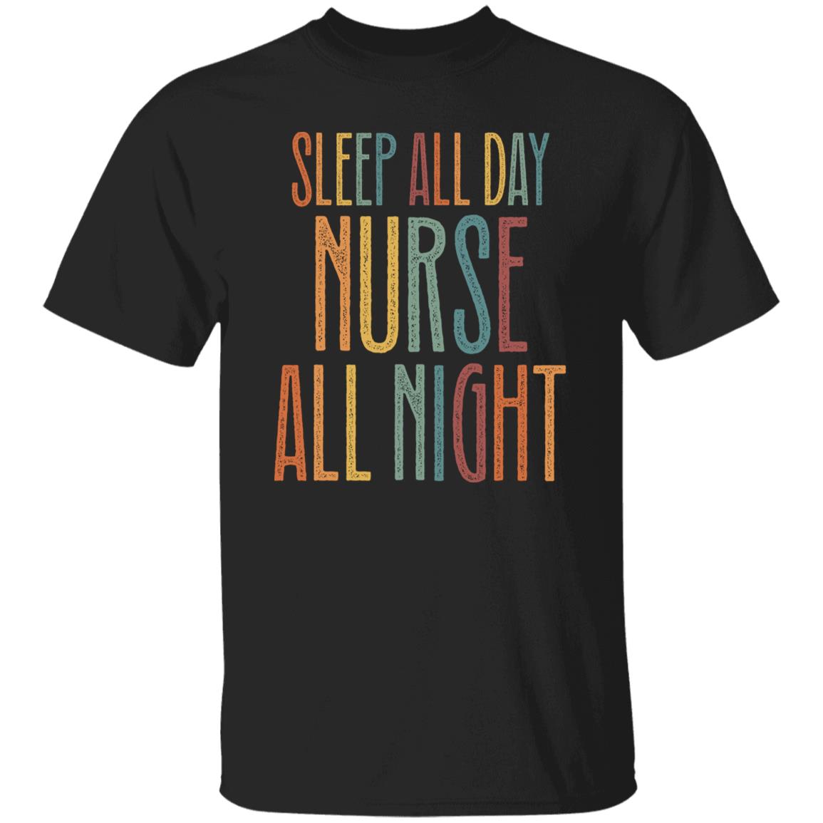 Night Shift Nurse Unisex T-Shirt sleep all day nurse all night tee Black Dark Heather White-Family-Gift-Planet