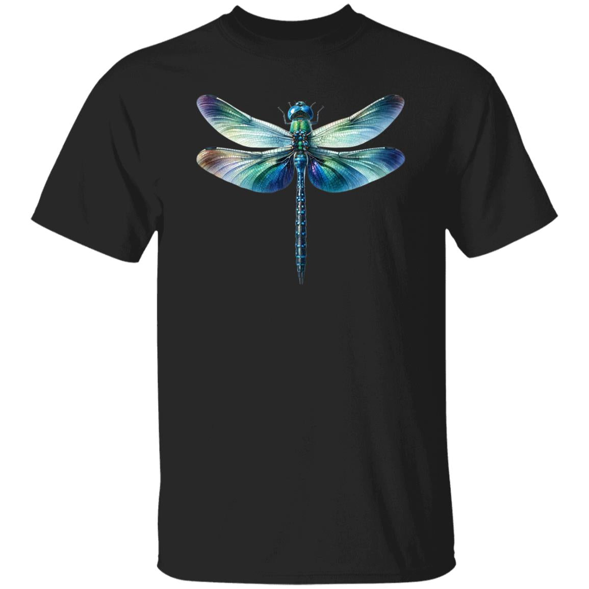 Blue Dragonfly Color Splash Unisex T-shirt Black Navy Dark Heather-Family-Gift-Planet