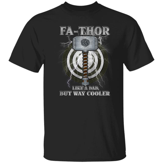 Fa-Thor T-shirt gift for father on Father's day tee black dark heather-Black-Family-Gift-Planet
