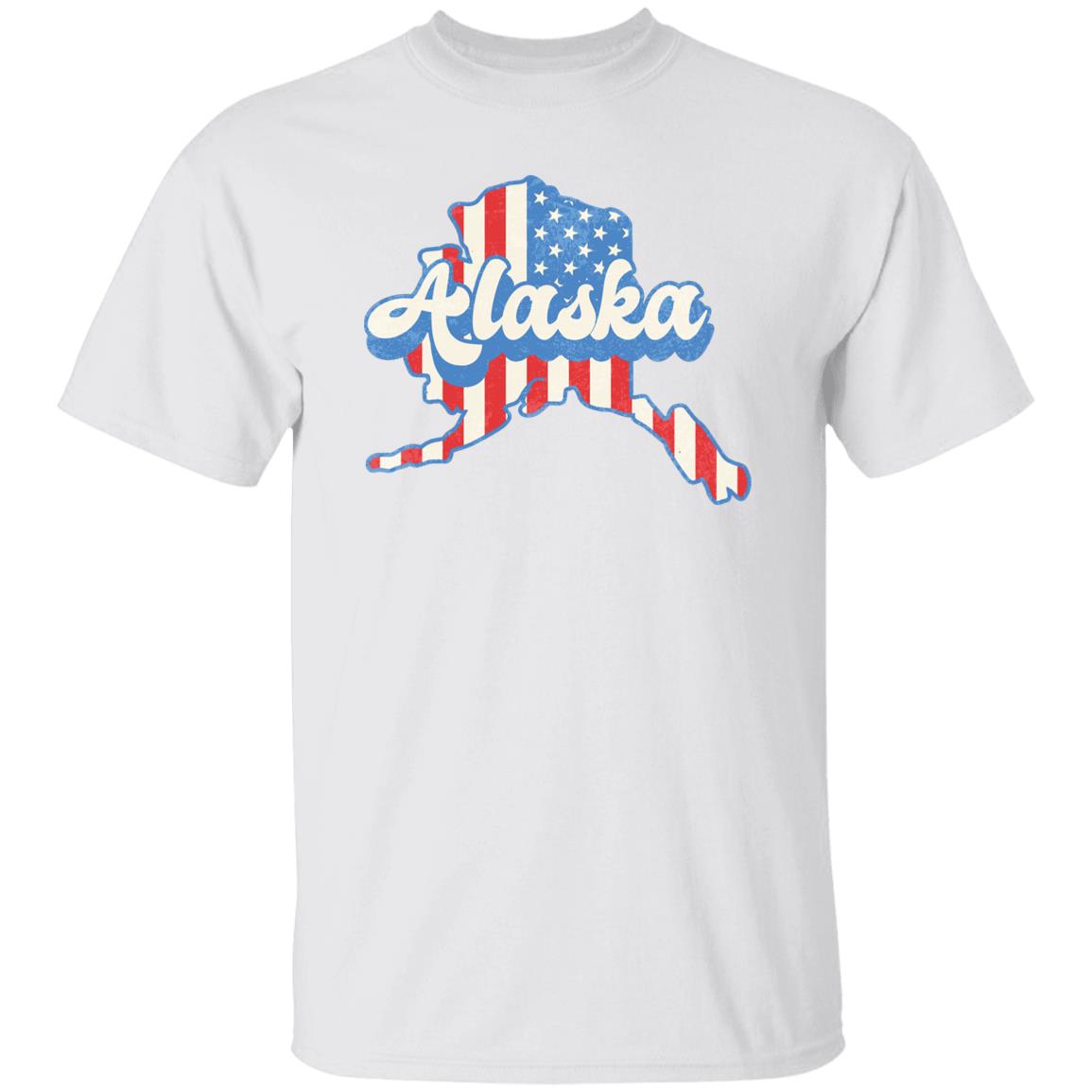 Alaska US flag Unisex T-Shirt American patriotic AK state tee White Ash Blue-White-Family-Gift-Planet