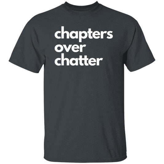 Chapters over chatters Unisex Tshirt book reader tee Black Dark Heather Navy-Dark Heather-Family-Gift-Planet