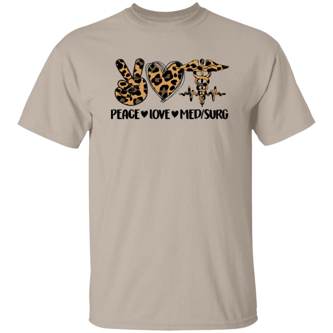 Peace Love Med Surg T-Shirt Leopard skin Medical Surgical Nurse squad Unisex Tee Sand White Sport Grey-Family-Gift-Planet