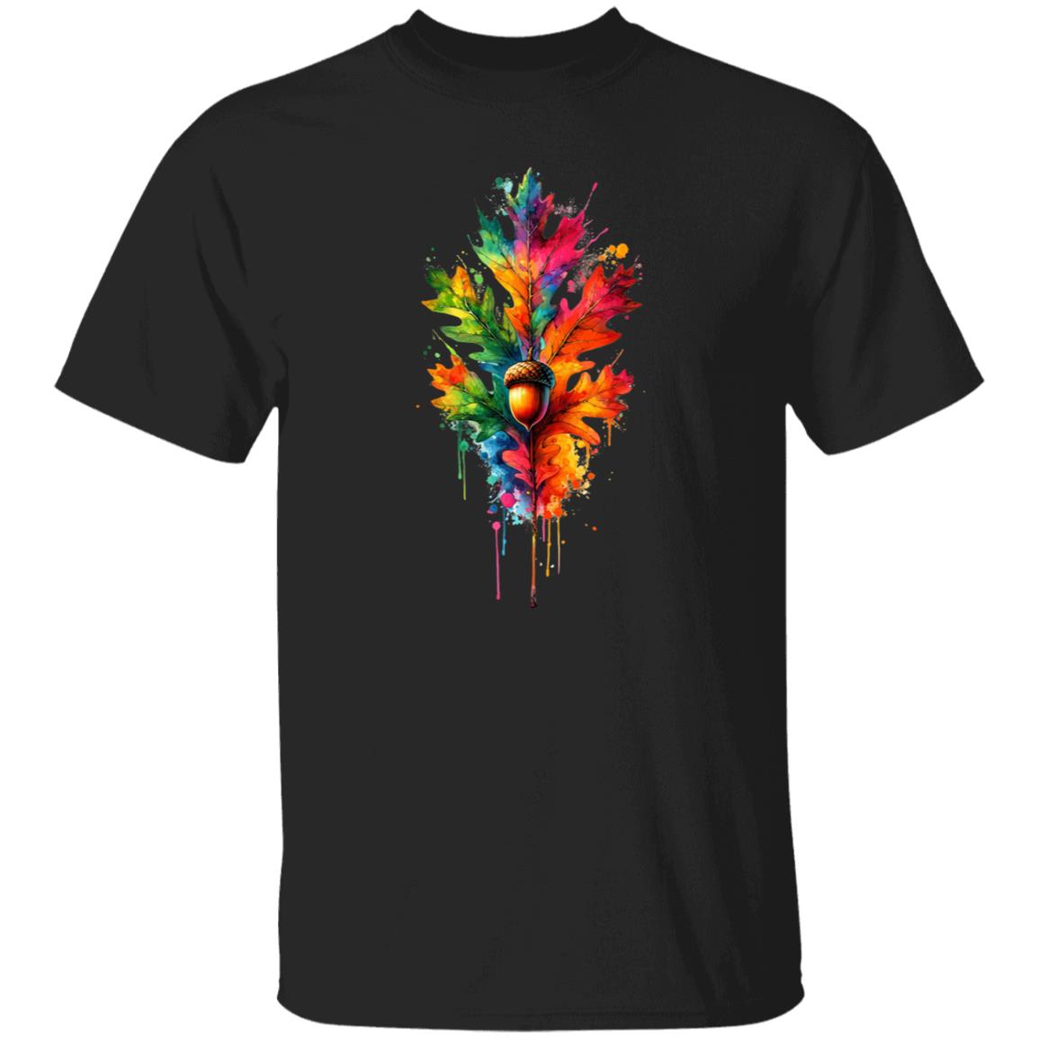 Abstract oak tree leaf Color Splash Unisex T-shirt Black Navy Dark Heather-Family-Gift-Planet