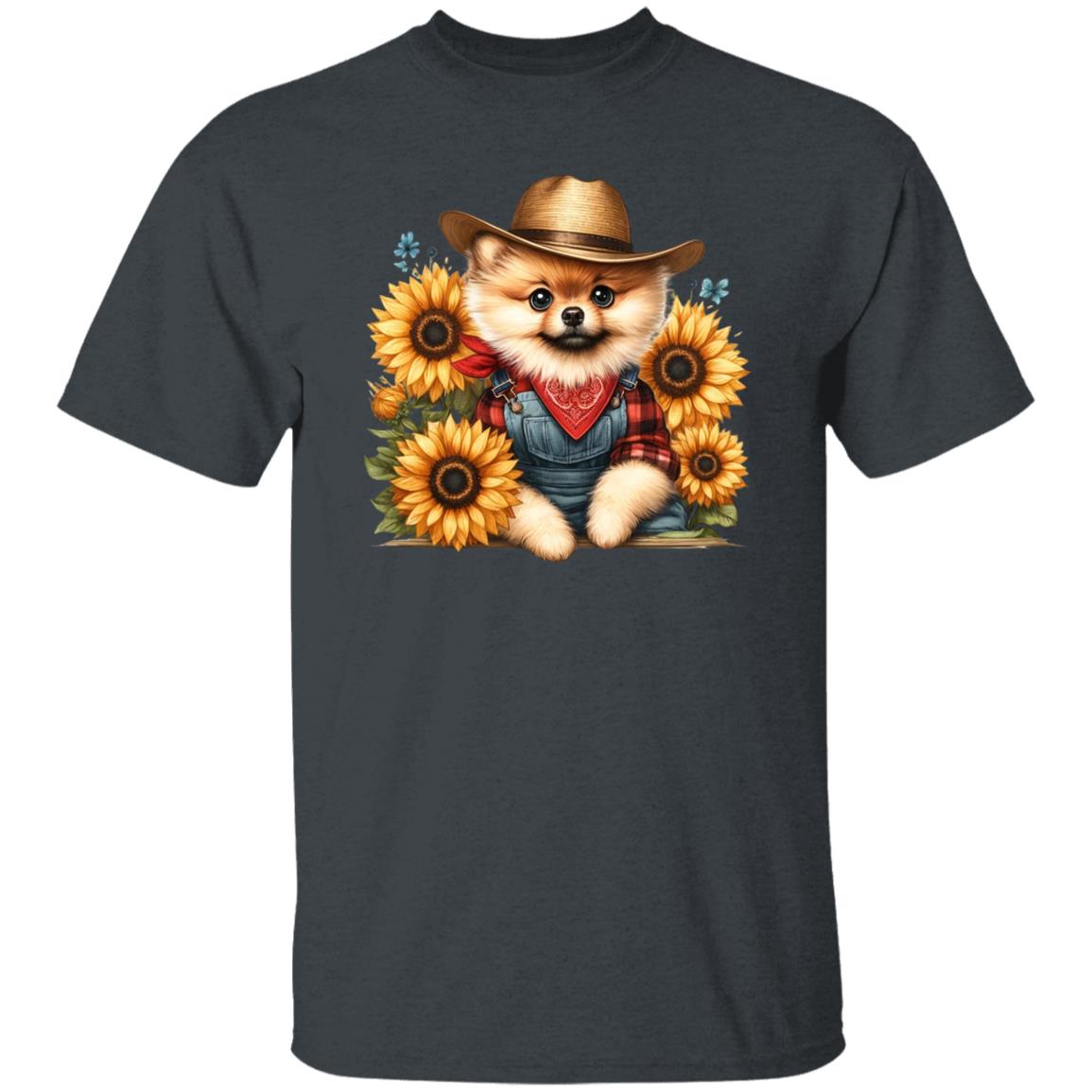 Shpits in sunflowers T-Shirt gift Shpits dog in hat Unisex tee Black Navy Dark Heather-Family-Gift-Planet