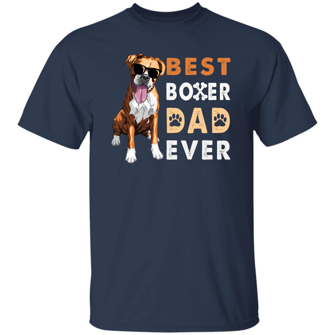 Best boxer dad ever design T-Shirt gift Boxer Dog owner Unisex tee Black Navy Dark Heather-Navy-Family-Gift-Planet