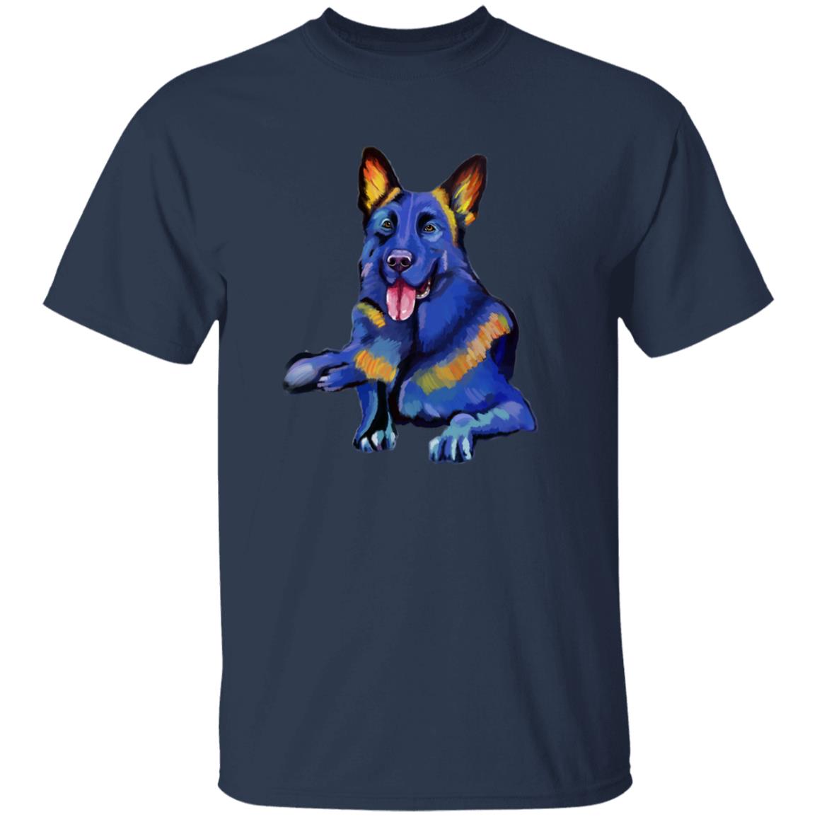 Watercolor painting German Shepherd dog Unisex shirt S-2XL black navy dark heather-Navy-Family-Gift-Planet