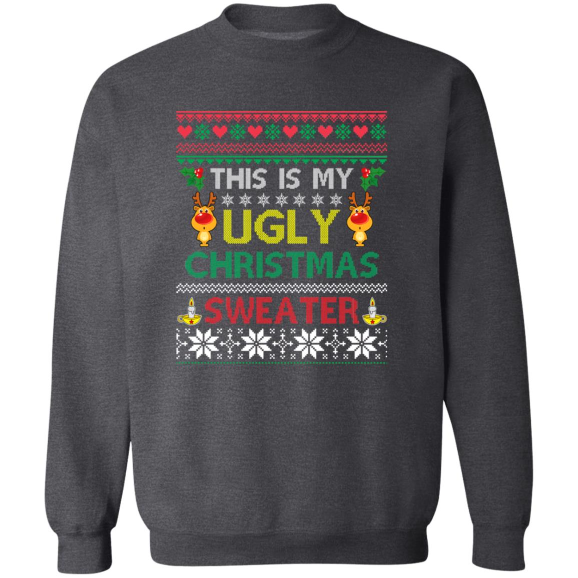 Ugly Christmas sweater Unisex Sweatshirt Black Dark Heather-Family-Gift-Planet