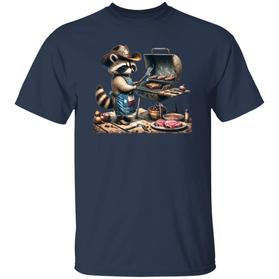Funny Texas Barbeque Unisex T-shirt bbq racoon tee Black Navy Dark Heather-Family-Gift-Planet