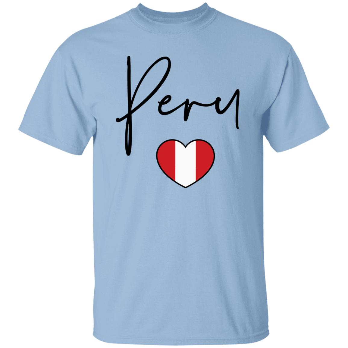 Peru flag heart Unisex T-shirt Peru love tee White Sand Blue-Light Blue-Family-Gift-Planet