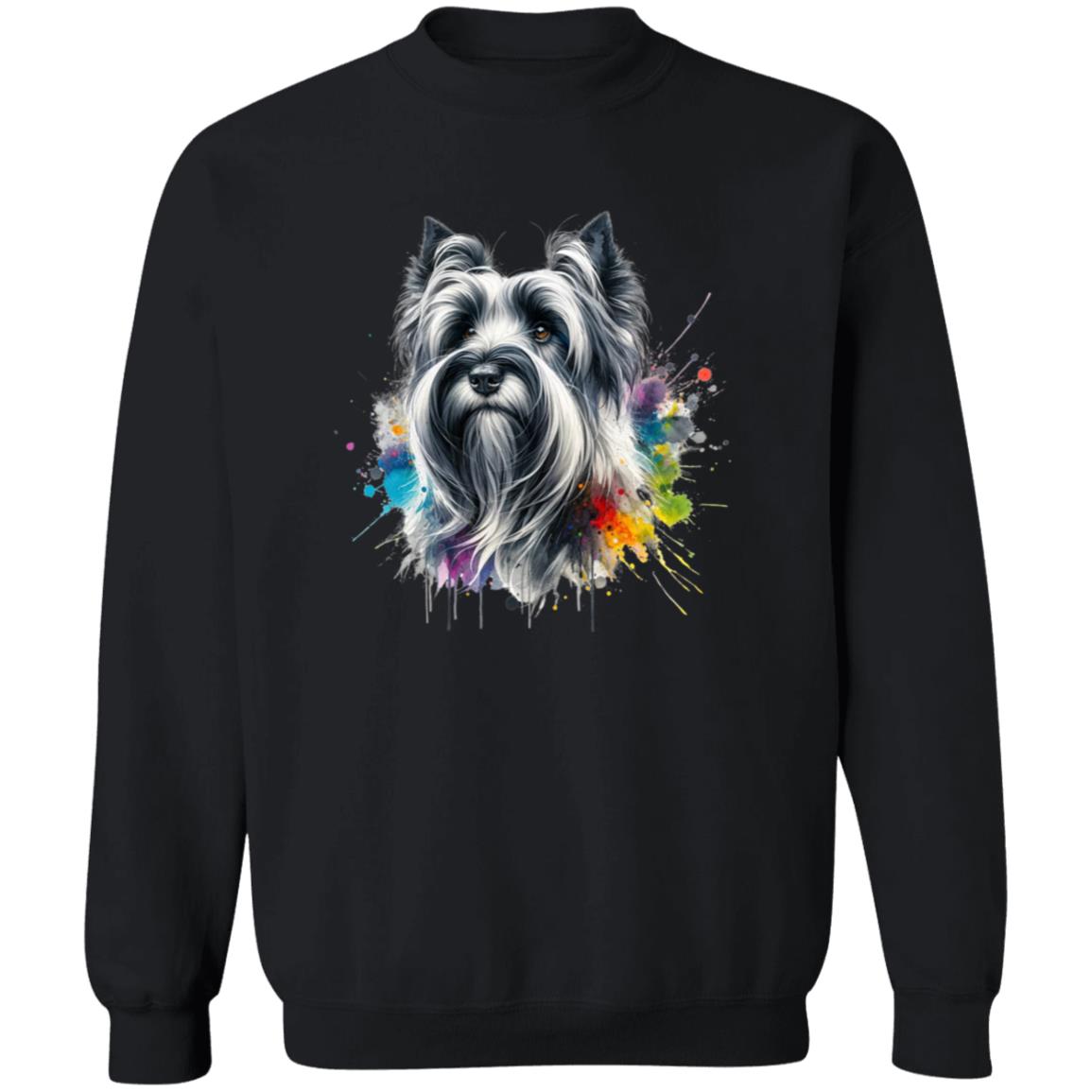 Skye Terrier dog mom Color Splash Unisex Sweatshirt Black Navy Dark Heather-Family-Gift-Planet