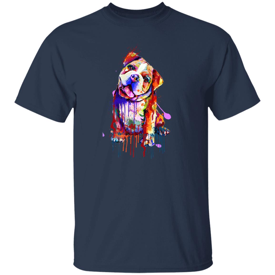 Watercolor Art Bull dog Unisex shirt S-2XL black navy dark heather-Navy-Family-Gift-Planet