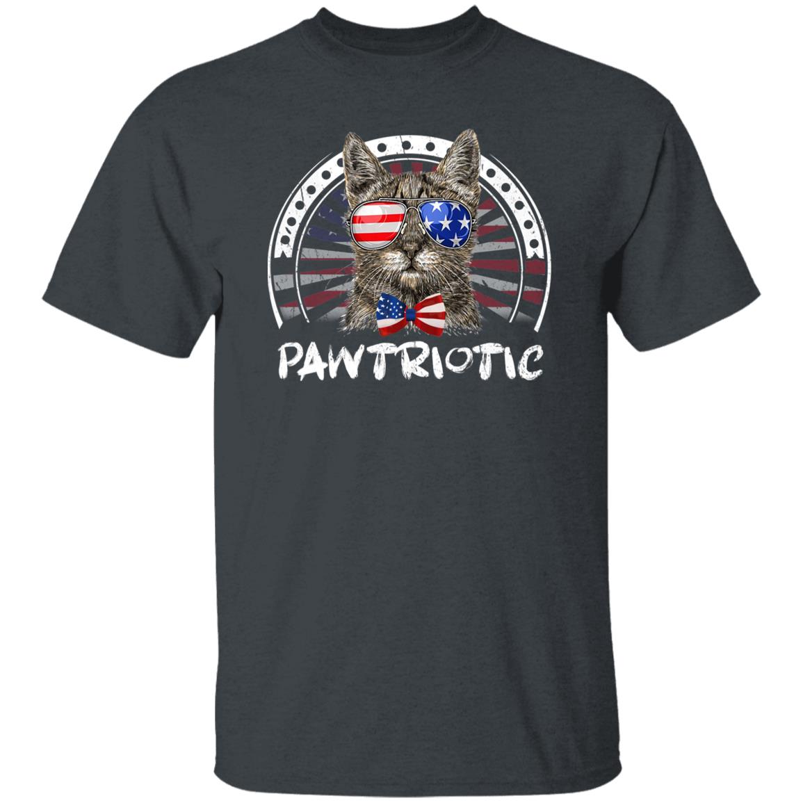 Pawtriotic T-Shirt gift July 4th American flag Cat mom Unisex Tee Black Navy Dark Heather-Dark Heather-Family-Gift-Planet