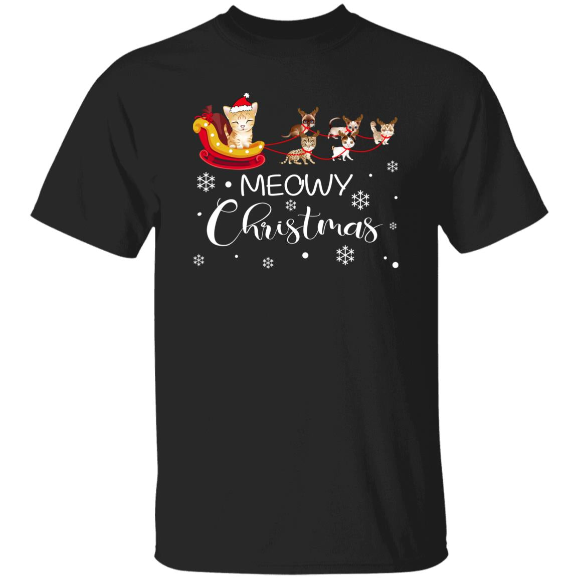 Meowy Christmas Design T-Shirt gift Cat Santa Cat mom Unisex Tee Black Navy Dark Heather-Family-Gift-Planet