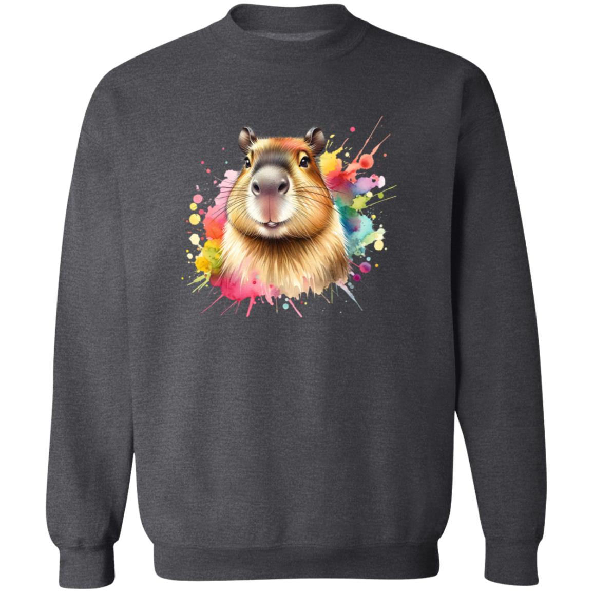 Capybara Color Splash Unisex Sweatshirt Black Navy Dark Heather-Family-Gift-Planet