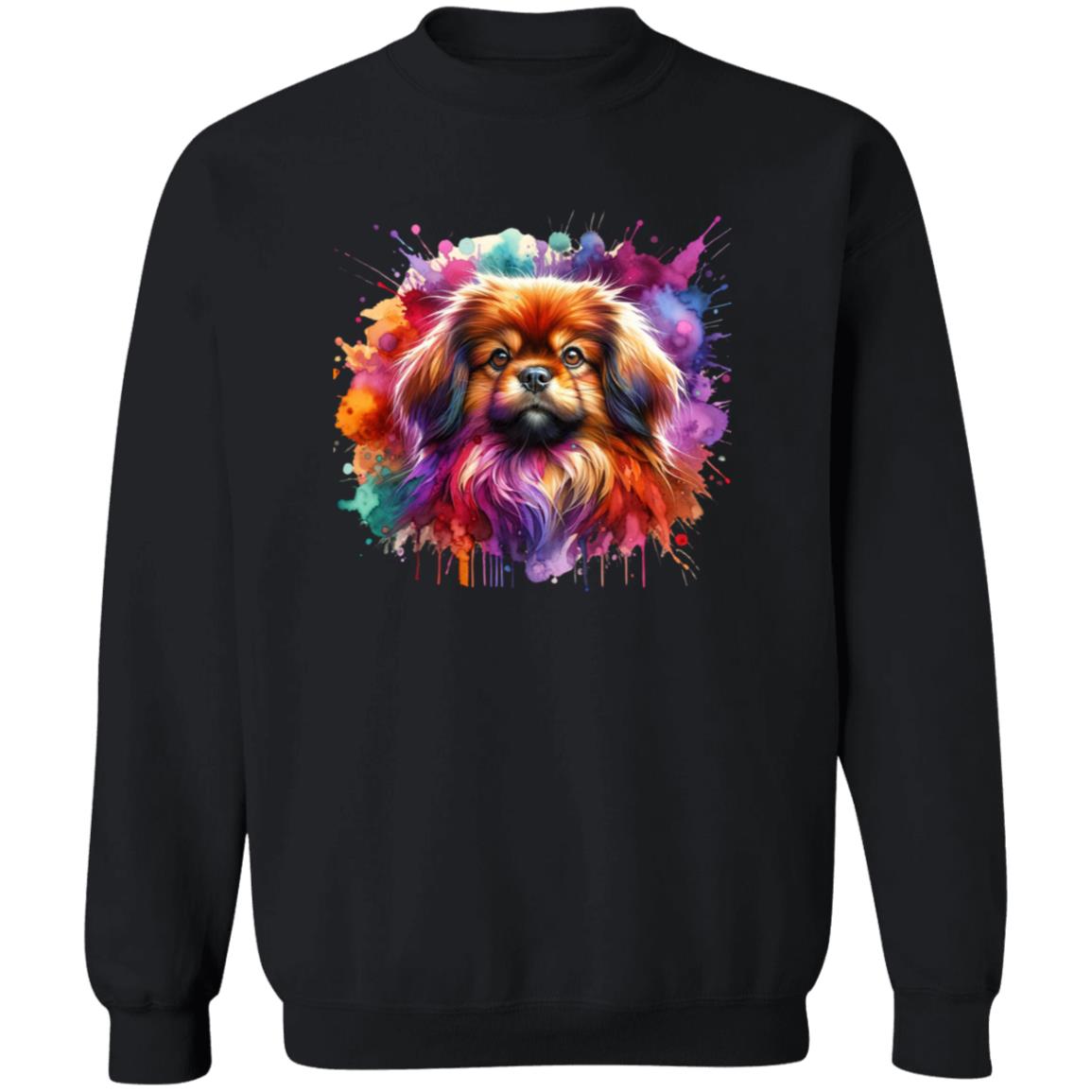 Tibetan Spaniel dog mom Color Splash Unisex Sweatshirt Black Navy Dark Heather-Family-Gift-Planet