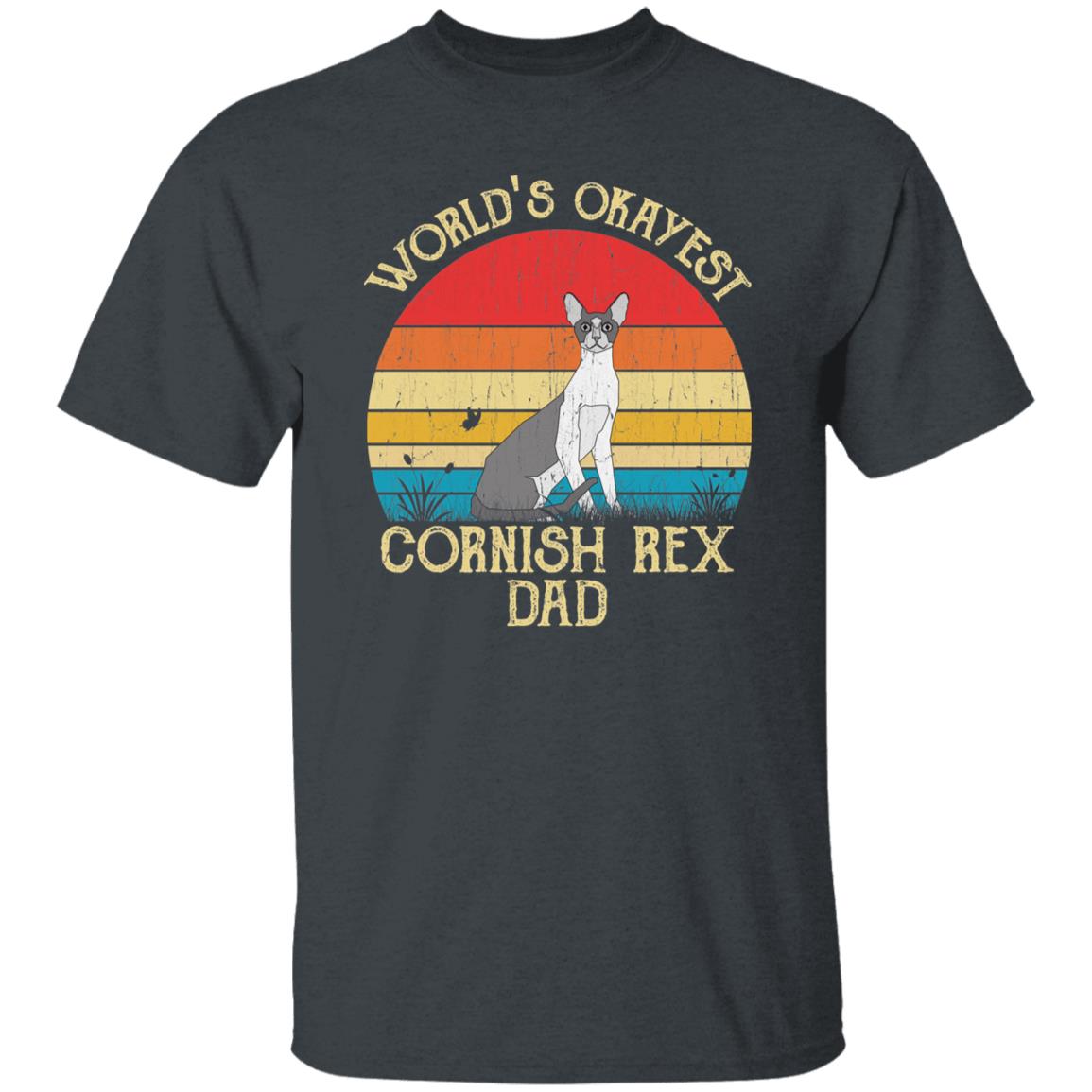 World's Okayest Cornish rex dad Retro Style Unisex T-shirt Black Navy Dark Heather-Dark Heather-Family-Gift-Planet