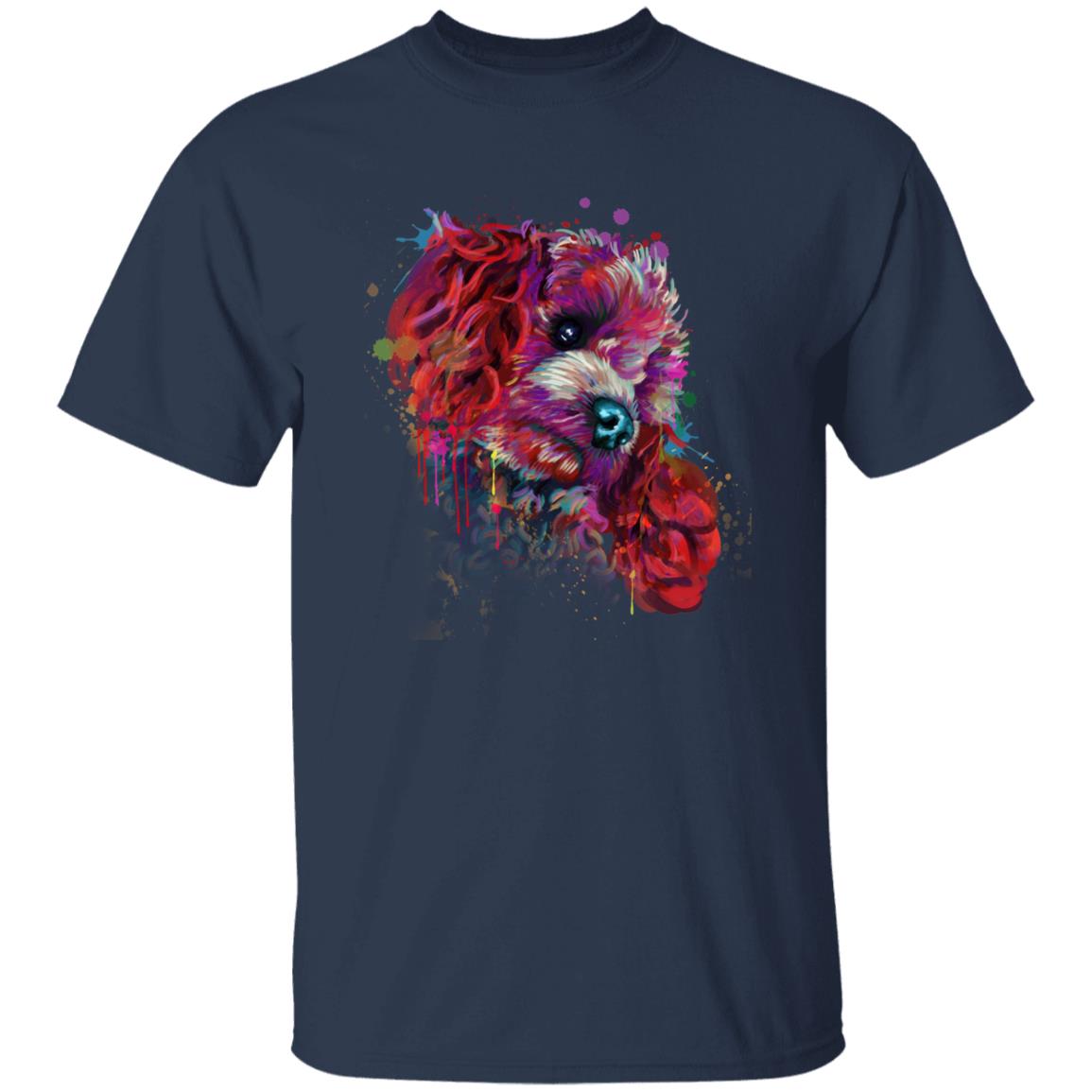 Watercolor Poodle dog Unisex shirt S-2XL black navy dark heather-Navy-Family-Gift-Planet
