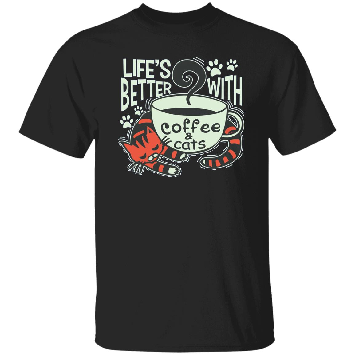 Life is better with coffee and cats Unisex shirt Black Dark Heather-Family-Gift-Planet