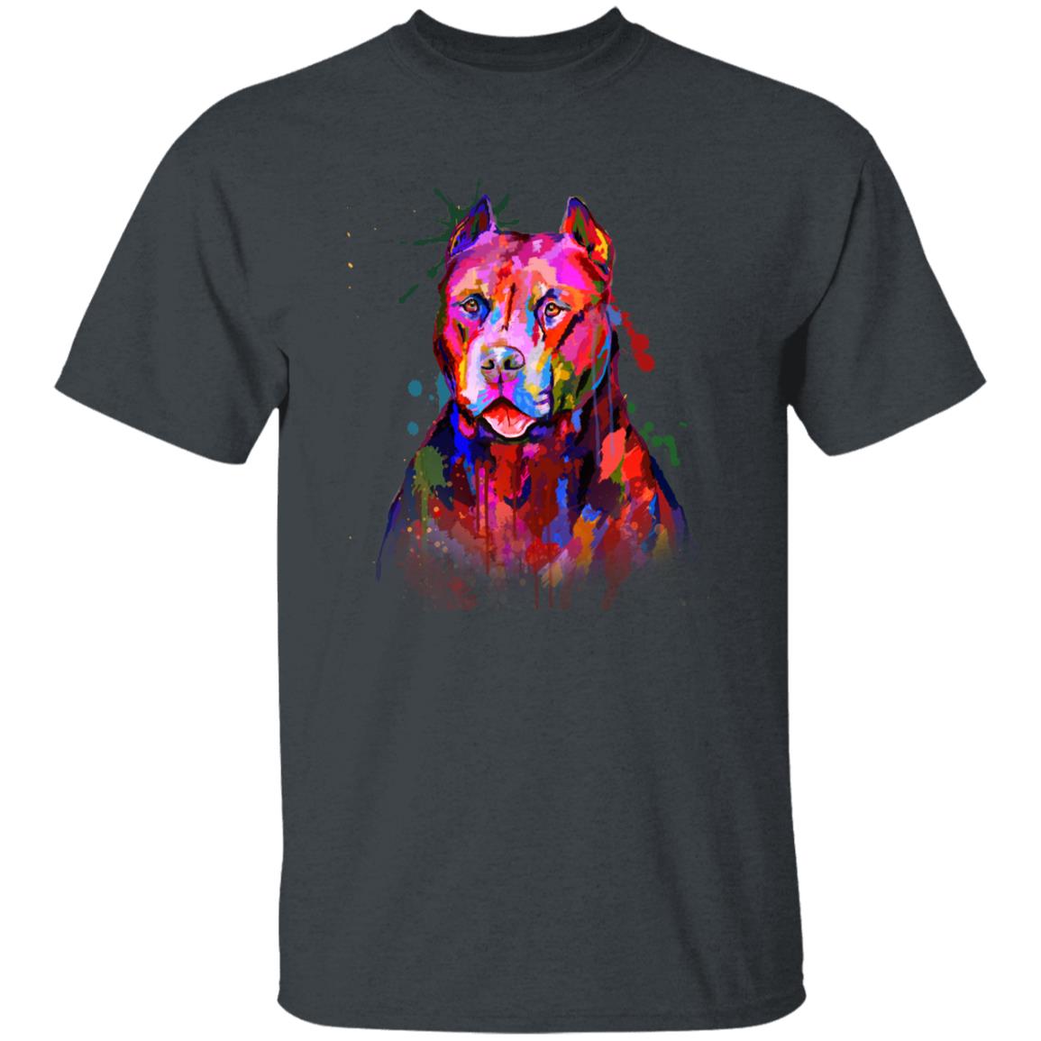 Watercolor abstract Pitbull dog Unisex shirt S-2XL black navy dark heather-Dark Heather-Family-Gift-Planet