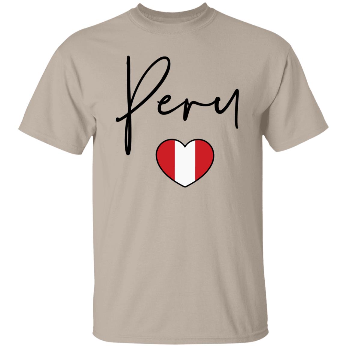 Peru flag heart Unisex T-shirt Peru love tee White Sand Blue-Sand-Family-Gift-Planet