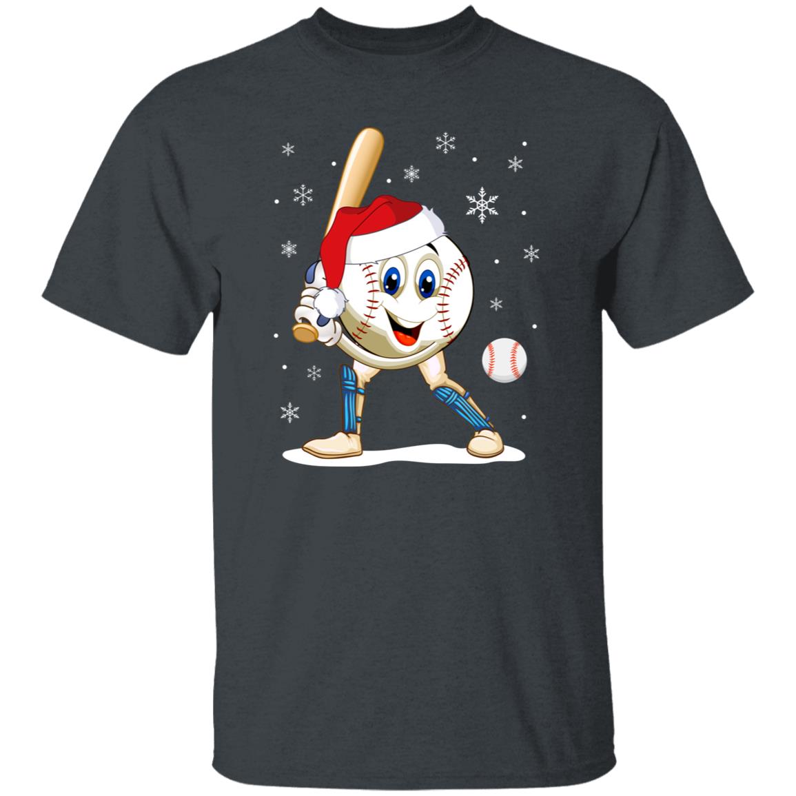 Baseball Christmas Unisex shirt baseball player Holiday tee Black Dark Heather-Family-Gift-Planet