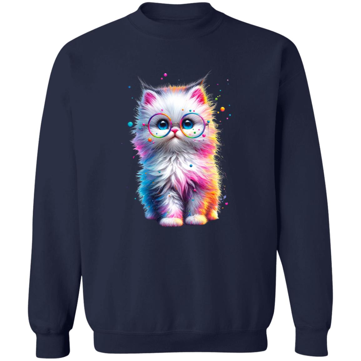 Cute fluffy kitten Color Splash Unisex Sweatshirt Black Navy Dark Heather-Family-Gift-Planet