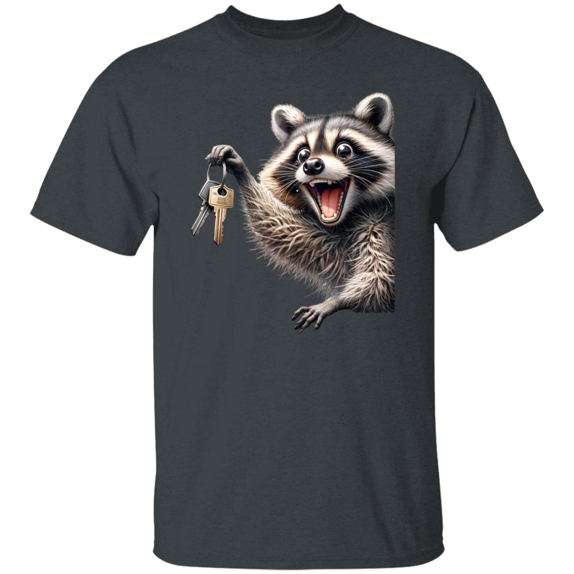 Realtor T-Shirt Racoon with key Real estate agent homeowner Unisex tee Black Navy Dark Heather-Family-Gift-Planet