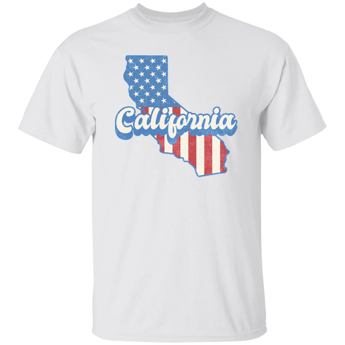 California US flag Unisex T-Shirt American patriotic California state tee White Ash Blue-White-Family-Gift-Planet