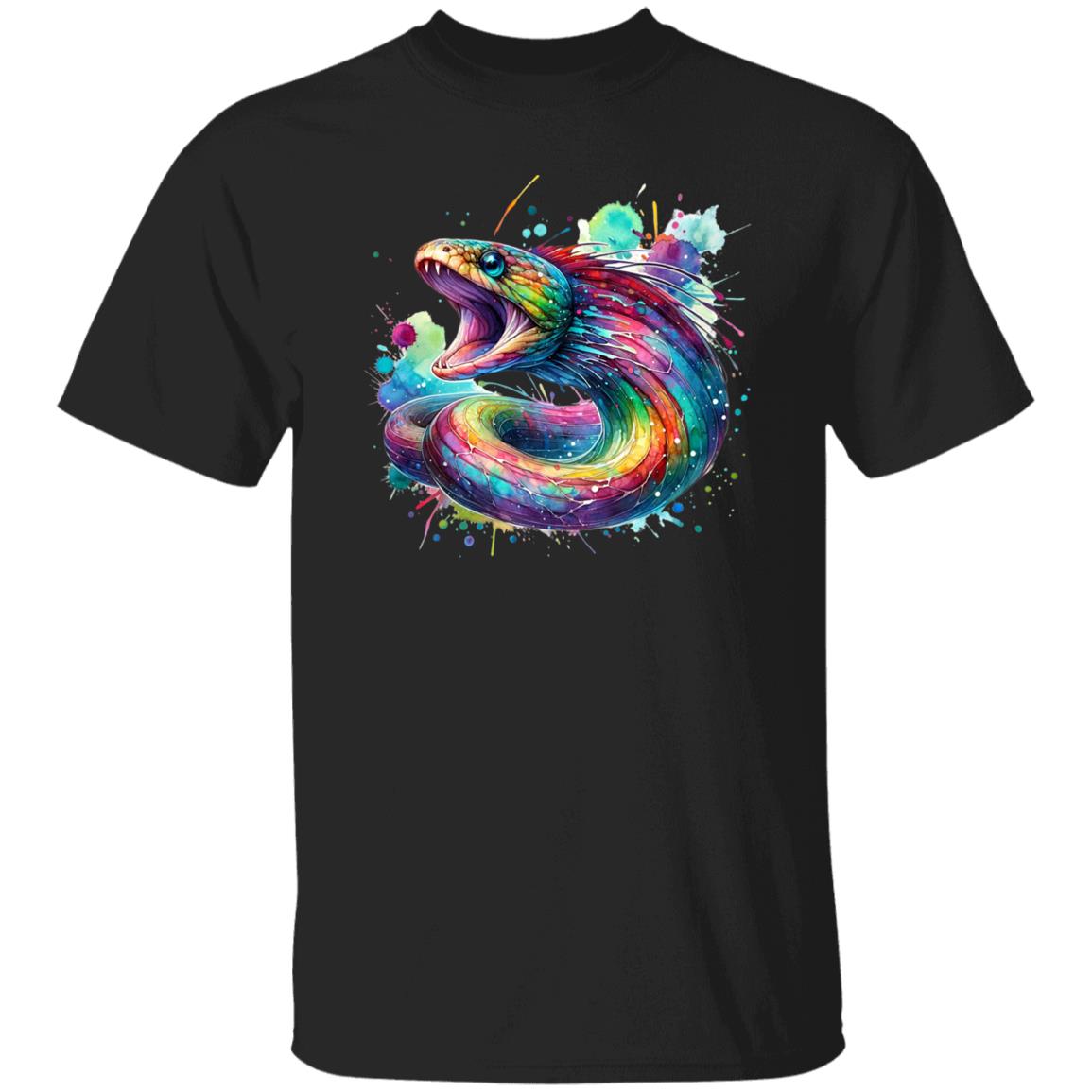 Artistic Gulper Eel Color Splash Unisex T-shirt Black Navy Dark Heather-Family-Gift-Planet