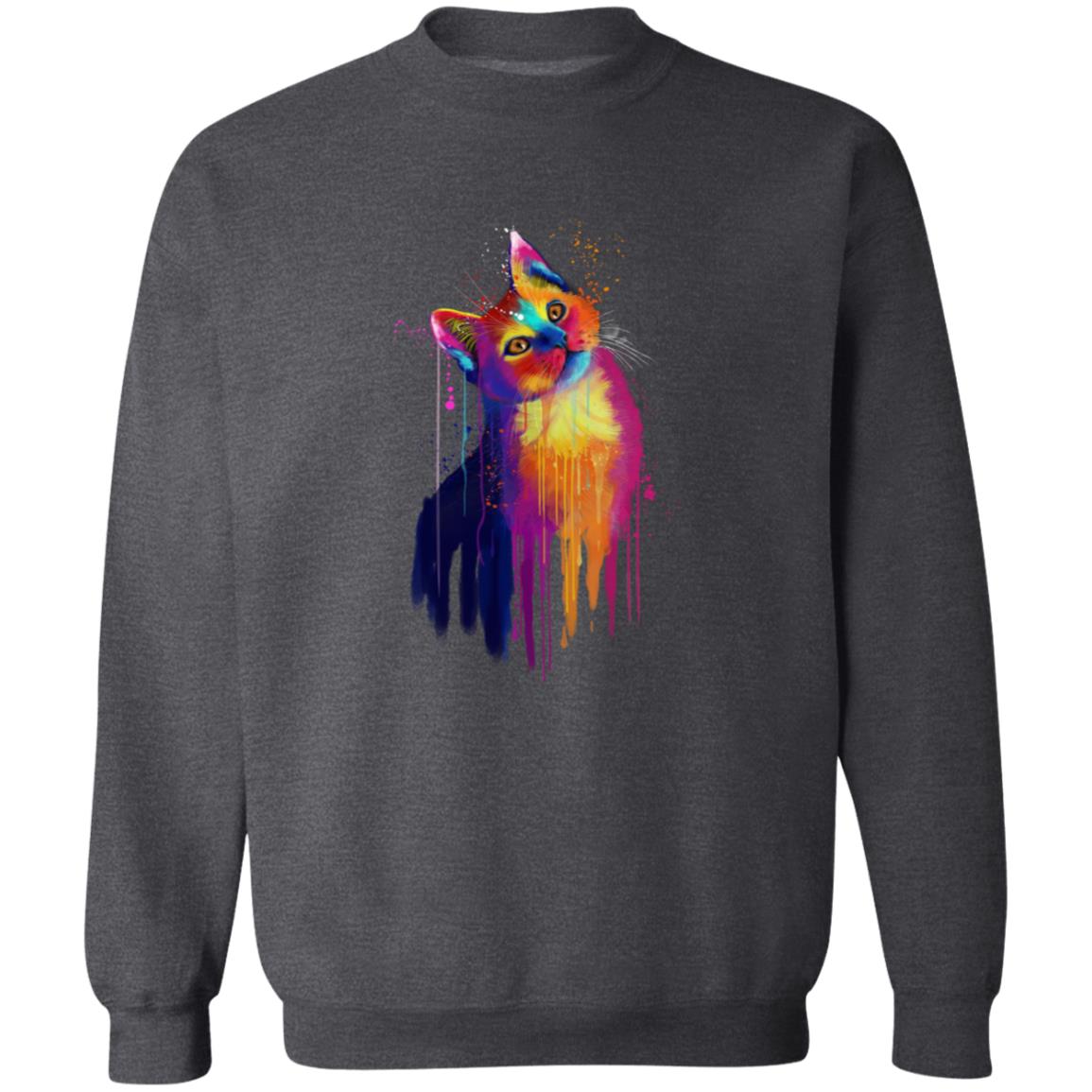 Splash color cat Unisex Crewneck Sweatshirt Abstract pet design-Family-Gift-Planet