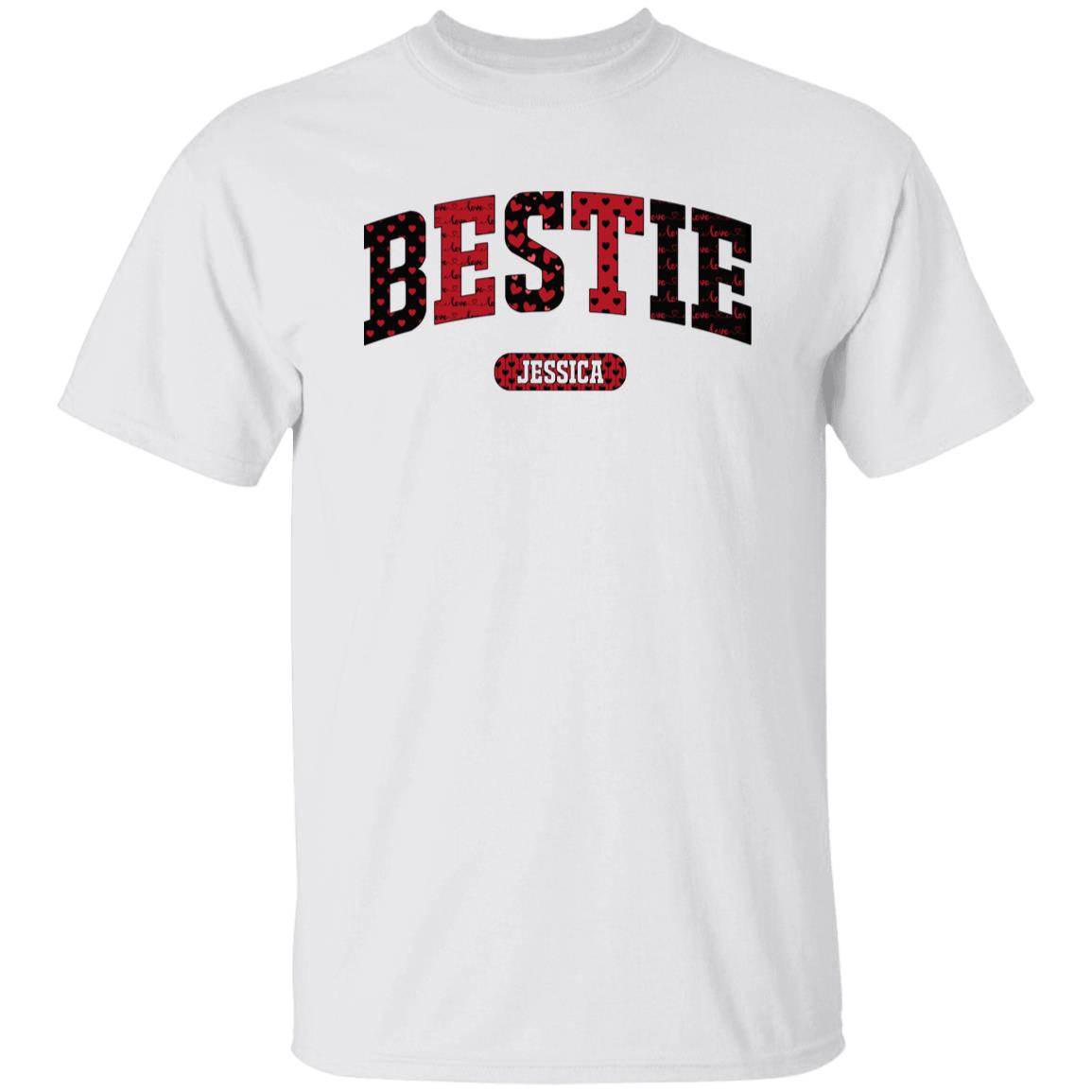 Personalized Bestie Valentine's Day Unisex T-Shirt Custom name best friends heart love-Family-Gift-Planet