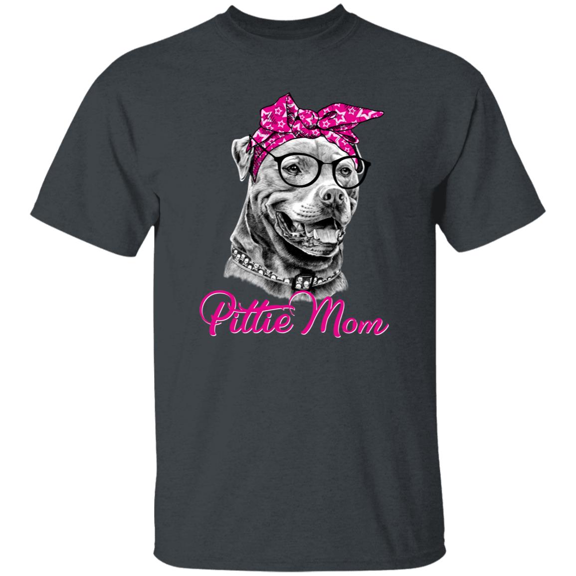 Pittie Mom T-Shirt gift pink Pitbull Dog mama Unisex tee Black Navy Dark Heather-Family-Gift-Planet