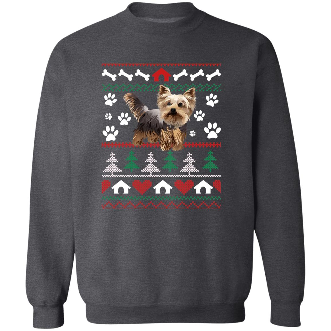Cute dog Christmas Unisex Sweatshirt Ugly sweater Black Dark Heather-Family-Gift-Planet