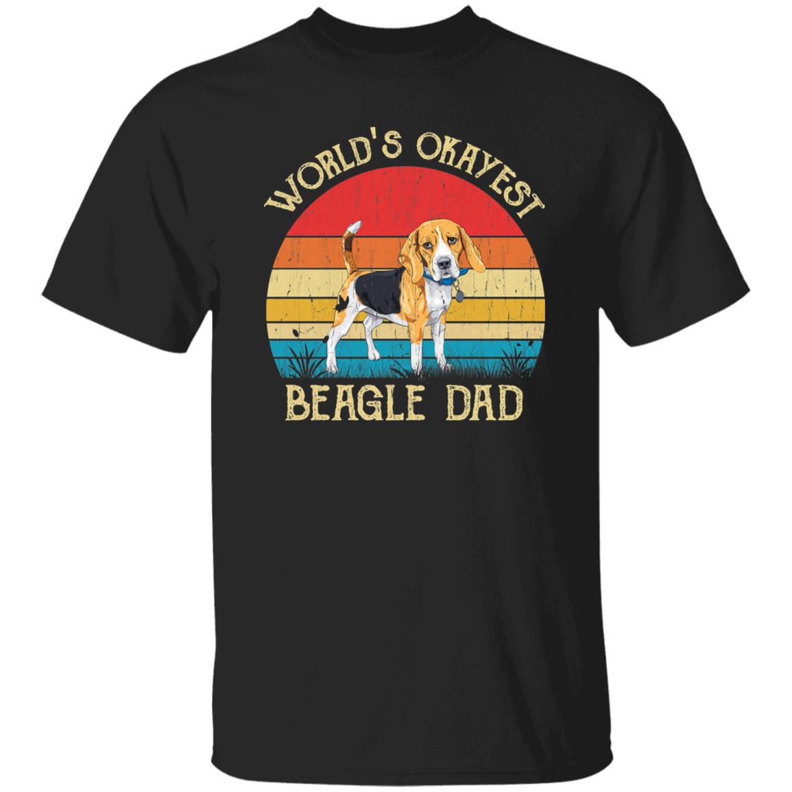 World's Okayest Beagle dad Retro Style Unisex T-shirt Black Navy Dark Heather-Black-Family-Gift-Planet