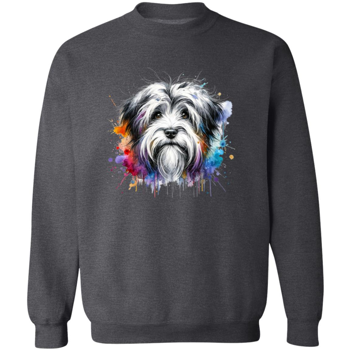 Tibetan Terrier dog mom Color Splash Unisex Sweatshirt Black Navy Dark Heather-Family-Gift-Planet