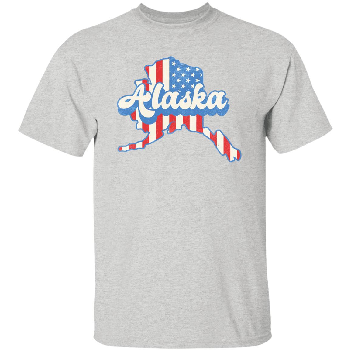 Alaska US flag Unisex T-Shirt American patriotic AK state tee White Ash Blue-Ash-Family-Gift-Planet