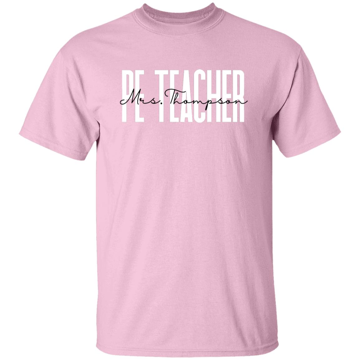 Personalized PE Teacher T-shirt gift Custom Physical Education Teacher Unisex Tee Sand Pink Light Blue-Family-Gift-Planet