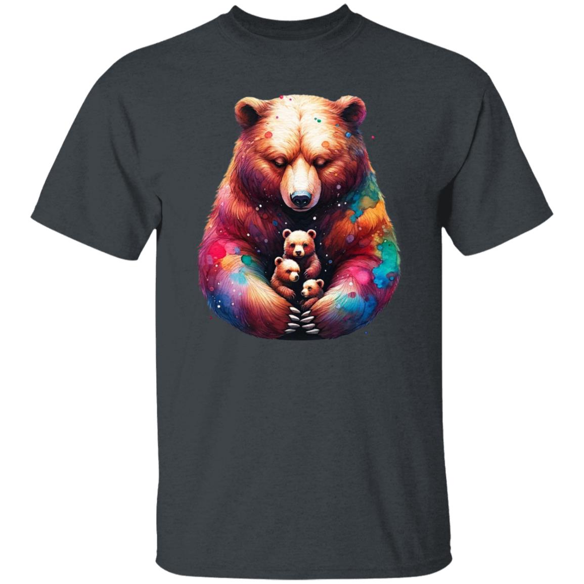Mama Bear Mom of three Color Splash Unisex T-shirt Black Navy Dark Heather-Family-Gift-Planet