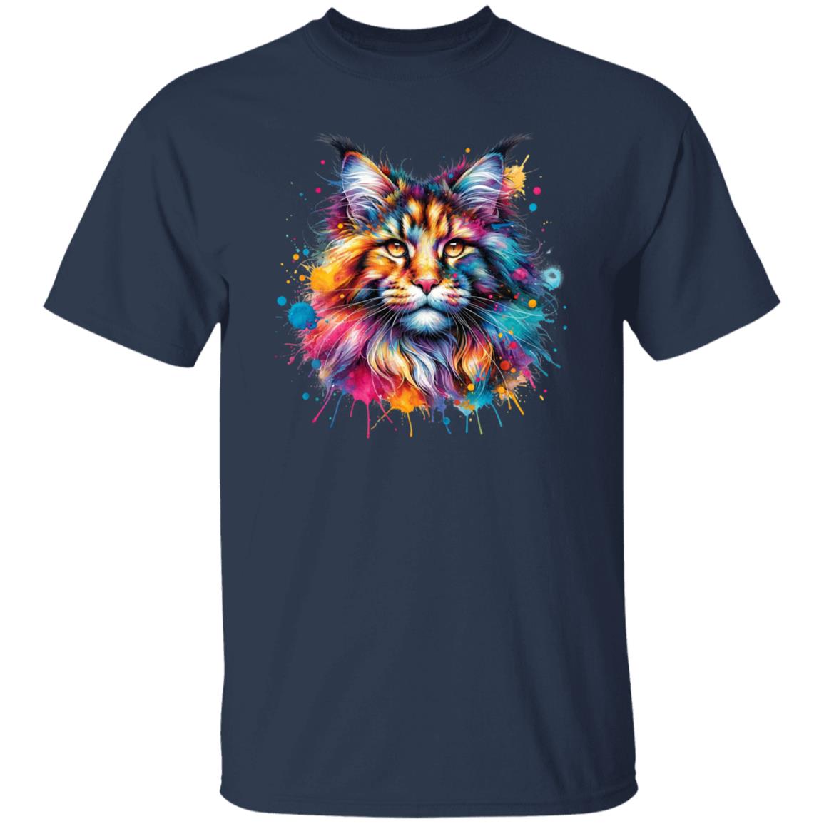 Maine Coon Mama Color Splash Unisex T-Shirt Black Navy Dark Heather-Family-Gift-Planet