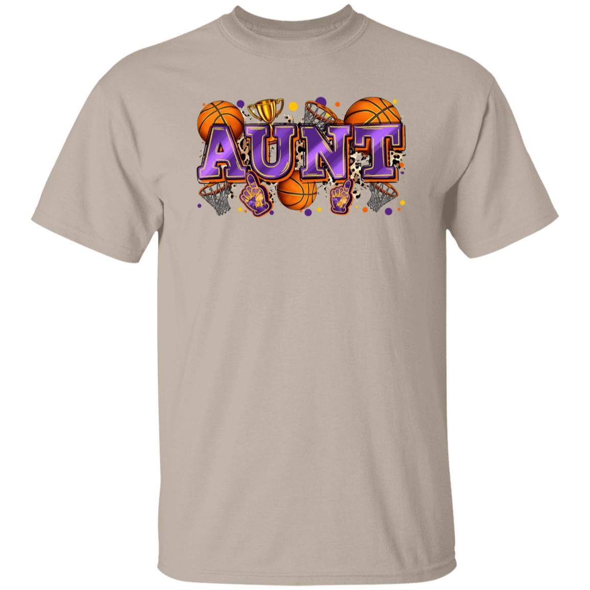 Basketball Aunt T-Shirt Basketball player cheer team auntie Unisex tee Sand White Sport Grey-Family-Gift-Planet