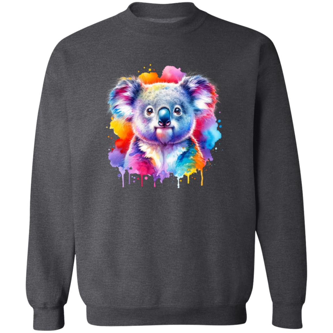 Artistic Koala Color Splash Unisex Sweatshirt Black Navy Dark Heather-Family-Gift-Planet