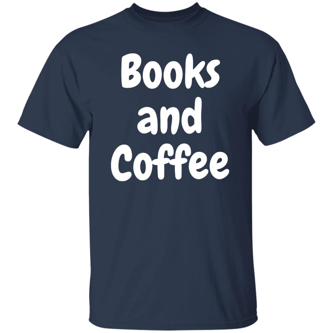 Books and Coffee Unisex Tshirt Reader tee Black Dark Heather Navy-Navy-Family-Gift-Planet