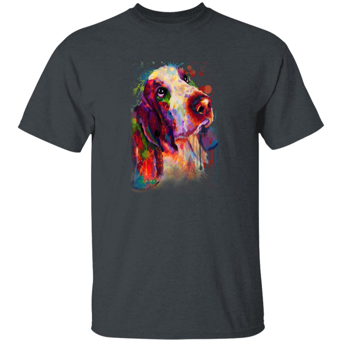 Watercolor Painting Basset Hound dog Unisex shirt S-2XL black navy dark heather-Dark Heather-Family-Gift-Planet