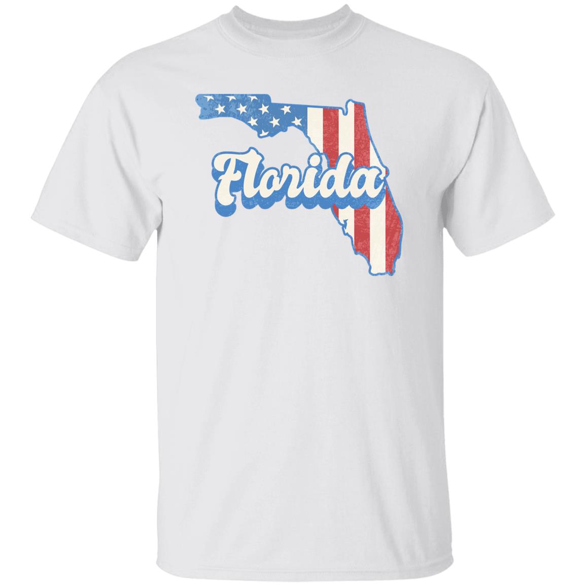 Florida US flag Unisex T-Shirt American patriotic Florida state tee White Ash Blue-White-Family-Gift-Planet
